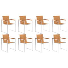 Καρέκλες Κήπου 8 τεμ. από Μασίφ Ξύλο Ακακίας/Ανοξείδωτο Ατσάλι 3078469