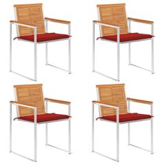 Καρέκλες Κήπου 4 τεμ. από Μασίφ Ξύλο Ακακίας με Μαξιλάρια 3078476