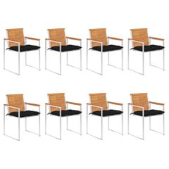 Καρέκλες Κήπου 8 τεμ. από Μασίφ Ξύλο Ακακίας με Μαξιλάρια 3078546