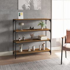 Βιβλιοθήκη Καπνιστή Δρυς 100 x 33 x 100 εκ. Επεξ. Ξύλο & Ατσάλι 819359