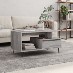 Τραπεζάκι Σαλονιού Γκρι Sonoma 90x49x45 εκ.Επεξεργασμένο Ξύλο 831026