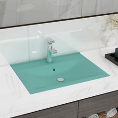 Νιπτήρας με Οπή Βρύσης Ανοιχτό Πράσινο Ματ 60x46 εκ. Κεραμικός 147024