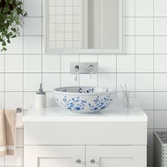 Νιπτήρας Λευκός και Μπλε Φ41x14 εκ. Κεραμικός 155049