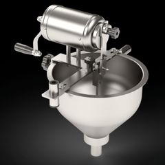 Λουκουμαδιέρα  χωρητικότητας δοχείου 7 λίτρα με 3 μονά έμβολα.  Διαστάσεις:42× 43× 45