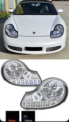 ΦΑΝΑΡΙΑ ΕΜΠΡΟΣ Porsche 911 Carrera 996 & Boxster 986 Crystal Clear DRL LED Projector Head Lights
