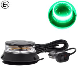 LED Φάρος Πράσινος 12V / 24V Με Μαγνήτη και Βεντούζα Ø108mm με Διάφανο Γυαλί E-Mark