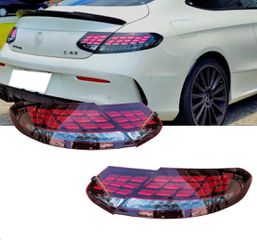 ΦΑΝΑΡΙΑ ΠΙΣΩ Taillights Full LED Mercedes Benz C-Class C205 Coupe 15-20 Dragon Scale Flow Rear Tail Light Turn Dynamic DRL