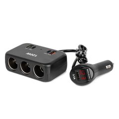 Î‘ÎÎ¤Î‘Î Î¤ÎŸÎ¡Î‘Î£ Î‘ÎÎ‘Î Î¤Î—Î¡Î‘ 12/24V 120W Î¨Î—Î¦Î™Î‘ÎšÎŸÎ£ ÎœÎ‘Î¥Î¡ÎŸÎ£/3 Î˜Î•Î£Î•Î™Î£/2xUSB-A + 1xUSB-C QC 4.0 ÎœÎ• ÎšÎ