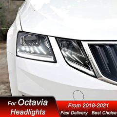 Μπροστινά Φανάρια Set Για Skoda Octavia mk3 2017-2022 DRL Μαύρα Carner-thumb-1