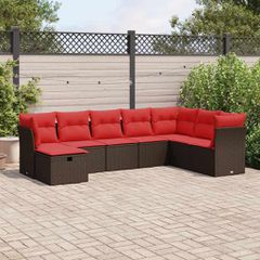 Σαλόνι Κήπου Σετ 8 Τεμαχίων Καφέ Συνθετικό Ρατάν με Μαξιλάρια 3325340