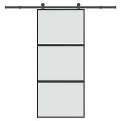 Συρόμενη πόρτα με σετ υλικού 90x205 cm από γυαλί&Αλουμίνιο 3332939