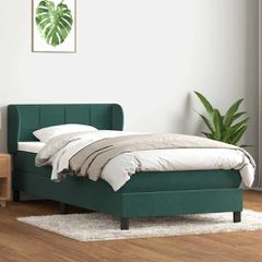 Box Spring κρεβάτι με στρώμα σκούρο πράσινο 80x220εκ. Βελούδινο 3317550