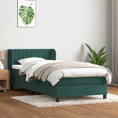 Box Spring κρεβάτι με στρώμα σκούρο πράσινο 80x220εκ. Βελούδινο 3317718