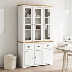 Ντουλάπι BODO Λευκό/Καφέ 115,5x43x200,5 εκ. Μασίφ Ξύλο Πεύκου 3206452