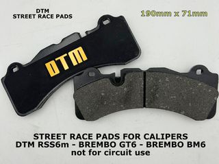 DTM PADS 189.5μμ X 71μμ ΓΙΑ ΡΟΤΟΡΣ 345μμ-360μμ ΤΑΚΑΚΙΑ ΓΙΑ ΔΑΓΚΑΝΕΣ BREMBO GT6, BREMBO BM6 / DTM RSS6m