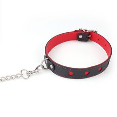 Heart Bondage Collar With Leash-thumb-1