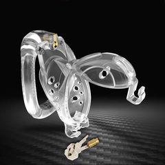 Double Key Bird Cock Cage Clear Include 4 Rings-thumb-1