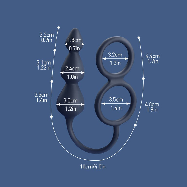 Double Cock Ring Anal Beads Remote Control