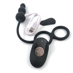 Double Cock Ring Anal Beads Remote Control-thumb-6