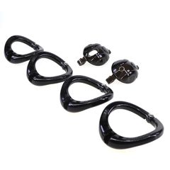 Double Key Bird Cock Cage Black Include 4 Rings-thumb-2
