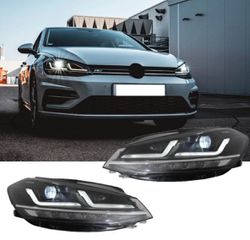ΦΑΝΑΡΙΑ ΕΜΠΡΟΣ Vw Golf VII (7.5) 17-19 DRL Full Led Halogen Version Black Osram Ledriving
