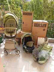 Stokke Xplory Παιδικό Γραφικό Καρότσι Κρεβατάκι Κάθισμα Αυτοκινήτου Λαχανί Με Πολλά Αξεσουαρ