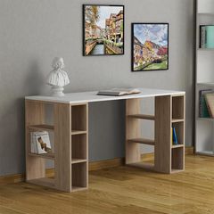 Γραφείο εργασίας Colmar χρώμα λευκό - sapphire oak 140x60x75εκ