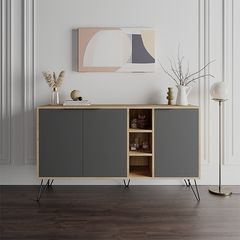 Μπουφές Clara χρώμα sapphire oak - ανθρακί 142x35,6x83εκ.