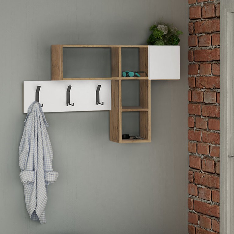 Κρεμάστρα τοίχου Game χρώμα sapphire oak - λευκό 99,5x15x61εκ.