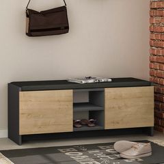 Παπουτσοθήκη Zulla χρώμα ανθρακί - sapphire oak 110x37x43εκ.