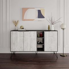Μπουφές Clara χρώμα γκρι ρετρό - λευκό αντικέ 142x35,6x83εκ.