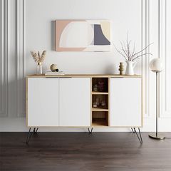 Μπουφές Clara χρώμα sapphire oak - λευκό 142x35,6x83εκ.