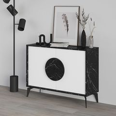 Μπουφές Gora χρώμα μαύρο εφέ μαρμάρου - λευκό 110x35,6x82εκ.