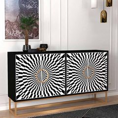 Μπουφές Gradel χρώμα μαύρο - ασπρόμαυρο 150x35x83,6εκ.