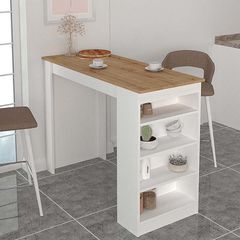 Τραπέζι μπαρ Monaco χρώμα λευκό - sapphire oak 120x51,6x101,8εκ.