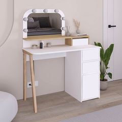 Τουαλέτα με καθρέπτη Avien με LED χρώμα λευκό - sapphire oak 105x51,1x131εκ.