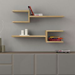 Ραφιέρα τοίχου Fork 2 τεμαχίων χρώμα sapphire oak 75x19,5x18εκ.