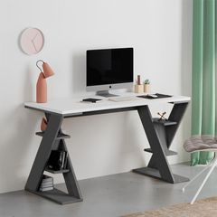 Γραφείο εργασίας Papillon χρώμα ανθρακί - λευκό 137x60x75εκ