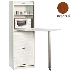 Ντουλάπι Coffee Break πλάτος 60cm με μικρό φουρνάκι μικροκυμάτωνν & χώρο για μικρό ψυγείο απόχρωση κερασιά κατάλληλο για ξενώνες & γραφεία
