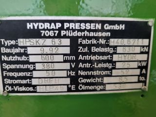 Πρέσσες 1992 ΥΔΡΑΥΛΙΚΗ ΠΡΕΣΣΑ HYDRAP 63t-thumb-6