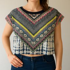 Πολύχρωμο Crop Top με Tribal Σχέδια – Small