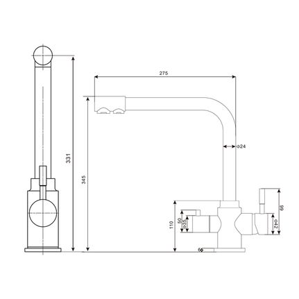 Τρίοδη Μπαταρία Κουζίνας QF-822 Black 100% Inox-thumb-1