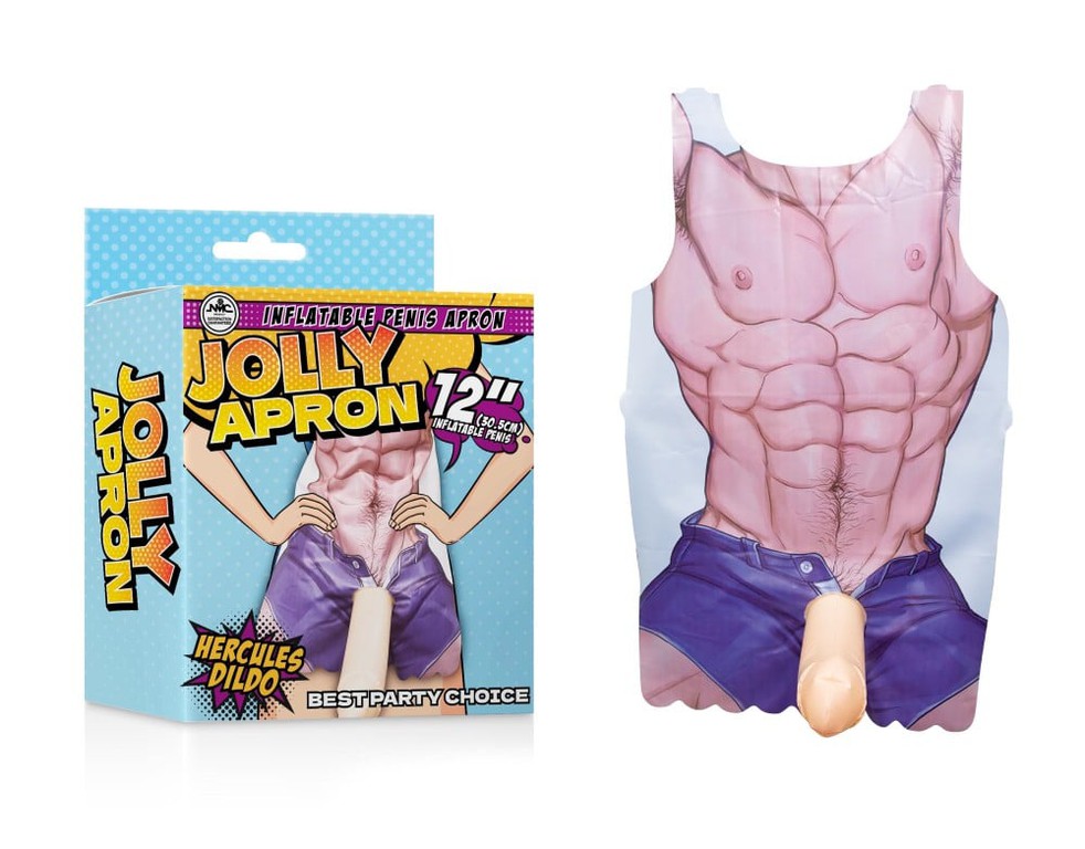 Νovelty apron with inflatable penis