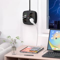 Tech-Protect PCS3X4 power strip, 3 sockets, 2xUSB-A, 2xUSB-C 200 cm - black-thumb-4