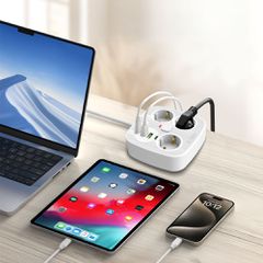 Tech-Protect PCS3X4 power strip, 3 sockets, 2xUSB-A, 2xUSB-C 200 cm - white-thumb-3