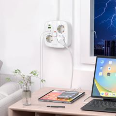 Tech-Protect PCS3X4 power strip, 3 sockets, 2xUSB-A, 2xUSB-C 200 cm - white-thumb-4