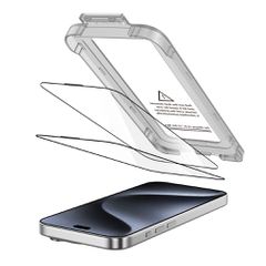 Tech-Protect Quick Set+ 2-pack tempered glass for iPhone 15 Pro - black-thumb-1