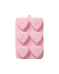 Rice - Silicone Baking Form with 6 Hearts - Soft Pink