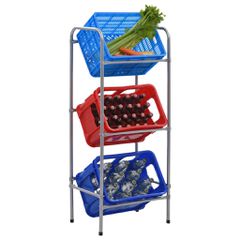 Ράφι Αποθήκευσης για 3 Κιβώτια Ασημί 50x33x116 εκ. Ατσάλινο 285212
