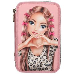 TOPModel - Triple Pencil Case With Bow LEOHEART - Pink / Toys